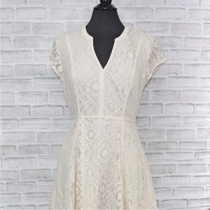 {LC Lauren Conrad} "Lace Dreamer" dress Crochet Dress Ivory Cap Sleeve Size 12
